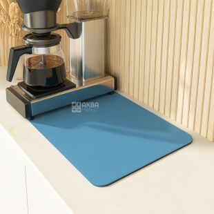 Килимок для сушіння посуду, діатомітовий, блакитний, 195х300 мм