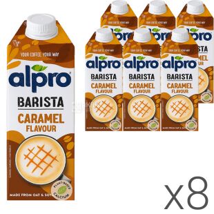 Alpro Barista Caramel, Упаковка 8 шт. х 750 мл, Овсяно-соевое молоко со вкусом карамели Алпро