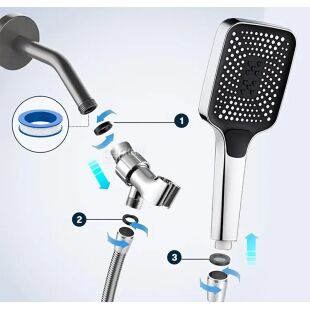 Насадка для душа с высоким давлением, 3 режима, пластиковая, 274х104 мм, серебристая