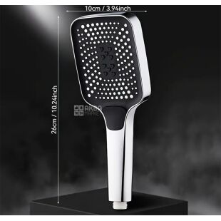 Насадка для душа с высоким давлением, 3 режима, пластиковая, 274х104 мм, серебристая