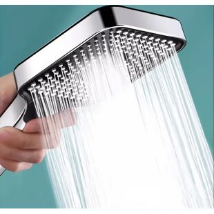 Насадка для душу з високим тиском, 3 режими, пластикова, 274х104 мм, срібляста