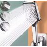 Насадка для душу з високим тиском, 3 режими, пластикова, 274х104 мм, срібляста