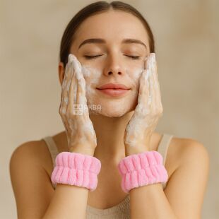Напульсники для вмивання, 2 шт., рожеві, мікрофібра