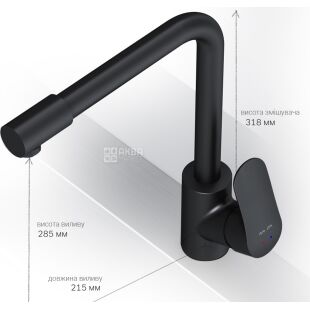 Am.Pm Like, Змішувач для кухні з вбудованим каналом для питної води, чорний матовий