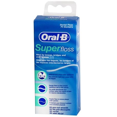 Oral-B, 50 м, зубная нить, Super Floss