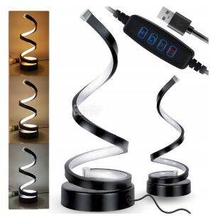 Настільна LED-лампа, спіральна, чорна, 10 х 27 см