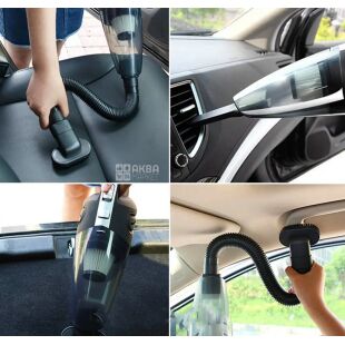 Портативний пилосос для автомобіля зі змінними насадками, чорний, 120W, 12V