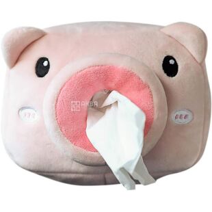 Серветниця для автомобіля Поросятко, рожева, м'яка, 18 х 12 х 6 см