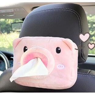 Серветниця для автомобіля Поросятко, рожева, м'яка, 18 х 12 х 6 см