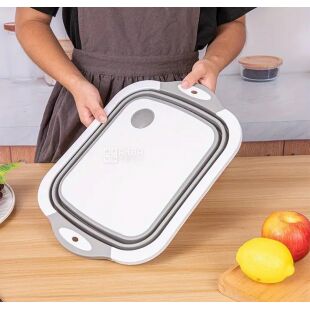 Доска разделочная со складной миской, трансформер, 40 х 30 см / 6 л, серая