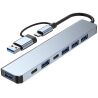 HUB 7-портовий, USB - Type C, алюмінієвий