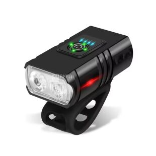 Фонарик для велосипеда, аккумуляторный, светодиодный, 6 режимов, черный