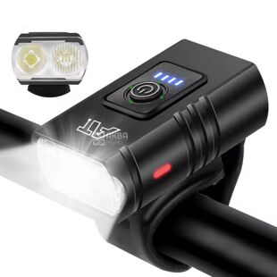 Фонарик для велосипеда, аккумуляторный, светодиодный, 6 режимов, черный