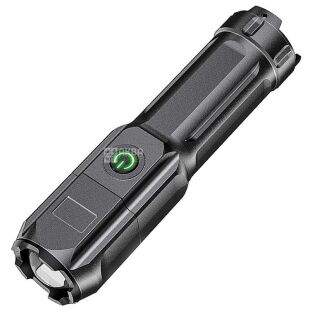 Світлодіодний ліхтарик з телескопічним зумом USB, акумуляторний, чорний