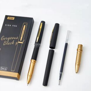 Gorgeous Black, 5 шт., Набір чорних гелевих ручок, 0.5 мм