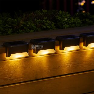 Набор LED-светильников для лестницы с солнечной батареей, 4 шт., теплый свет