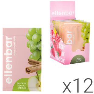 Ellenbar, Упаковка 12 шт. х 50 г, Елленбар, Фруктовий чай-концентрат, Яблуко-Виноград-Кориця