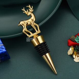 Пробка для скляних пляшок Олень, металева, золотиста