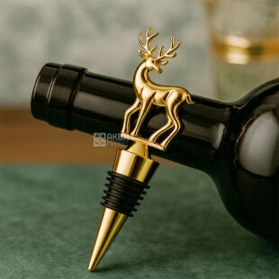 Пробка для скляних пляшок Олень, металева, золотиста