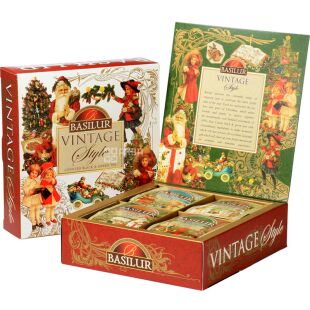 Basilur Vitnage Style, 30 шт х 2 г, 10 шт х 1,5 г, Ассорти черного и зеленого чая Базилур Винтаж