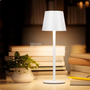 Лампа настільна, акумуляторна, біла, 3 режими світла, 36 см