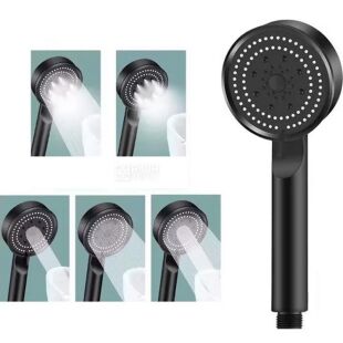 Насадка для душа с высоким давлением, 5 режимов, пластиковая, черная