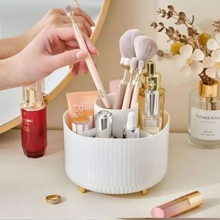 Органайзер для косметических аксессуаров и канцелярских принадлежностей, вращающийся, белый