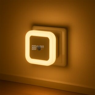 Светодиодный ночник с датчиком сумерек, белый, 65 х 65 мм