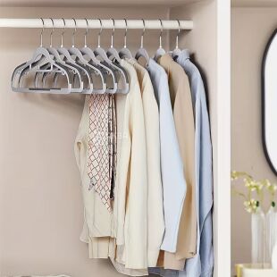 Набор вешалок с антискользящими накладками, 10 шт., серые, пластиковые