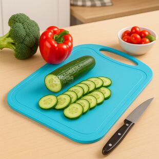Доска для разделки, пластиковая, голубая, 16 х 25 см 