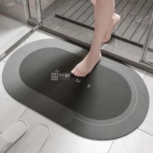 Килимок для ванної кімнати, діатомітовий, сірий, 40 х 30 см