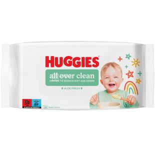 Huggies All over clean, 56 шт., Вологі серветки дитячі, без клапана