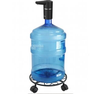 Подставка под бутыли и вазоны, на колесах, черная, металлическая, D30 см 