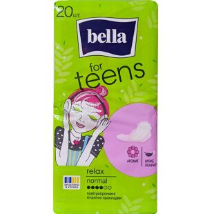 Bella for Teens Ultra Relax Soft Deo, 20 шт., Прокладки гігієнічні для дівчаток з ароматом зеленого чаю Белла, 4 краплі