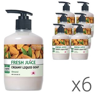 Fresh Juice Almond, 460 мл, Упаковка 6 шт., крем-мыло Фреш Джус, Миндаль, с дозатором