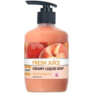  Fresh Juice Peach-Magnolia, 460 мл, Рідке крем-мило Персик і Магнолія, Фреш Джус, з дозатором