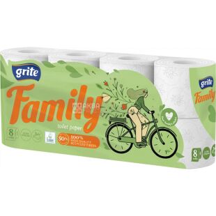 Grite Family Decor, 8 рул., Туалетная бумага Грите Фэмили Декор, 3-х слойная