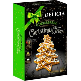 Delicia Christmas Tree, 510 г, Набор новогодний Пряничная елка, Делиция