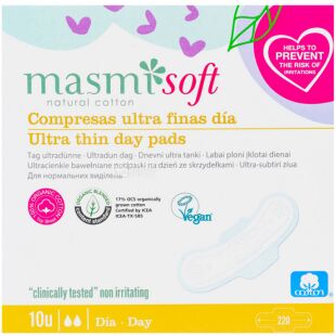 Masmi, Soft Ultra Day, 10 шт., Гігієнічні прокладки, 2 краплі
