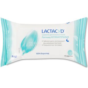Lactacyd, 15 шт., Вологі серветки для інтимної гігієни, антибактеріальні 