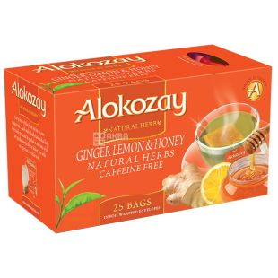 Alokozay, 25 пак, Чай травяной Алокозай, Имбирь, мёд и лимон