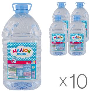 Малюк, 5 л, Упаковка 10 шт., Вода дитяча негазована, з перших днів життя, ПЕТ