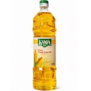 Кама, 1000 г, олія, Кукурудзяна, Нерафінована, Першого холодного віджиму, ПЕТ