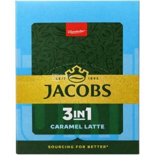 Jacobs 3 в 1 Caramel Latte, 24 шт. x 12,3 г, Кофейный напиток Якобс Карамель Латте, в стиках 