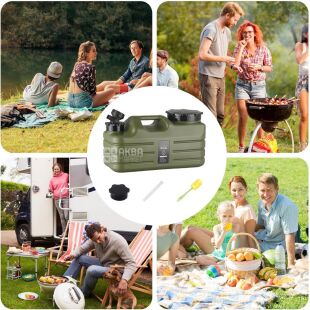 Бутыль Канистра 5 л для воды с краном и ручкой, зеленый, ViO PET-TG 5L