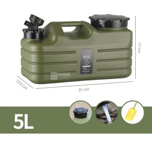 Бутыль Канистра 5 л для воды с краном и ручкой, зеленый, ViO PET-TG 5L