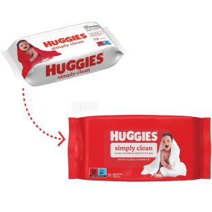 Huggies Simply Clean, 72 шт., Серветки вологі для дітей, з вітаміном Е, без клапана