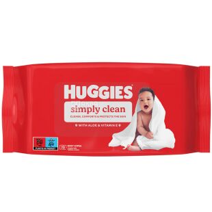 Huggies Simply Clean, 72 шт., Серветки вологі для дітей, з вітаміном Е, без клапана
