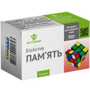 ELIT-PHARM Пам'ять Біоактив, 50 капсул, Для поліпшення пам'яті і здоров'я нервової системи