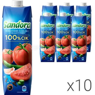 Sandora Flamin Hot, Упаковка 10 шт. х 0,95 л, Сік Томатний з сіллю Пікантний Сандора